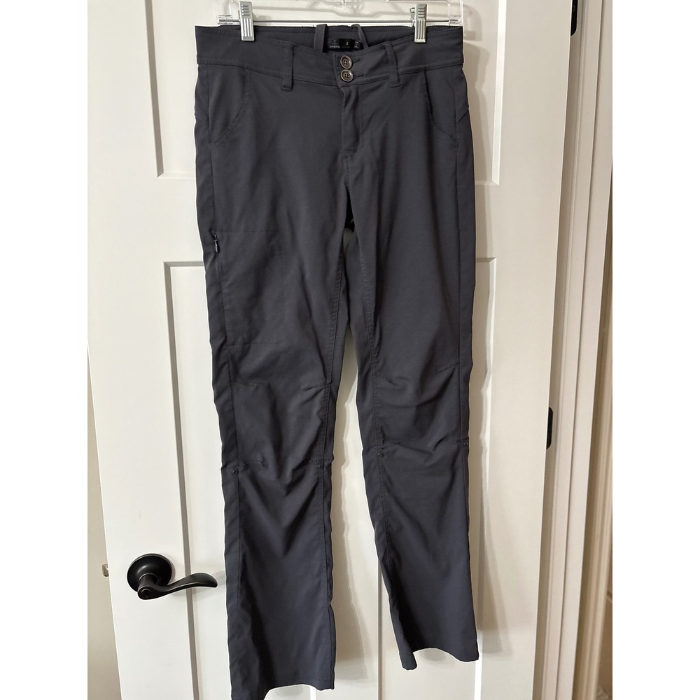 Prana Halle Hiking‎ Pants Womens 4 Regular Gray Stretch Zion Roll Up Outdoor